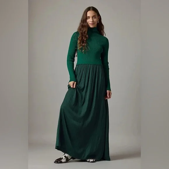 NWT Anthropologie The Thea Long-Sleeve Twofer Maxi Dress in Green/Teal -  www.feelgoodvending.com